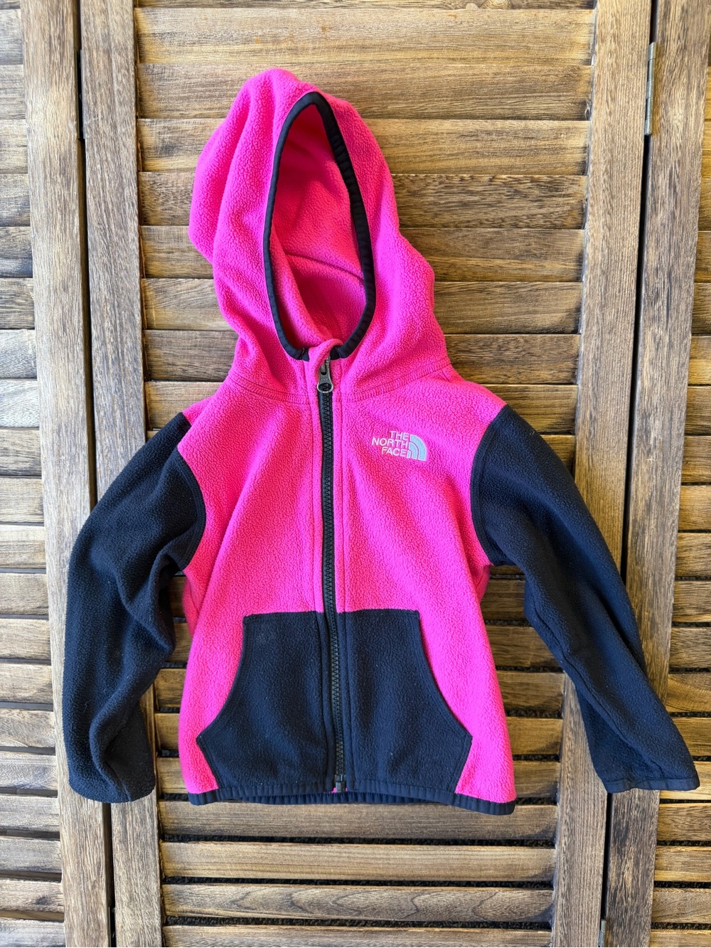 The North Face Hot Pink and Black Kids Zip-Up Fleece Hoodie 18-24 Months